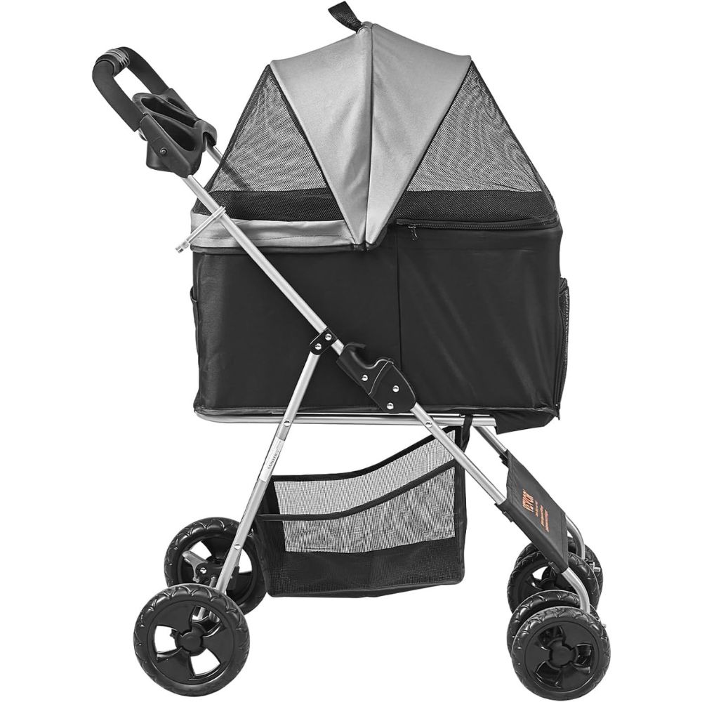 Pet Stroller with Brakes Storage Basket and Cup Holder_3