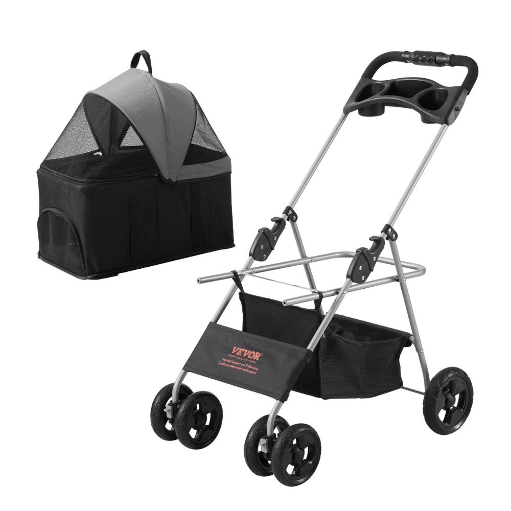 Pet Stroller with Brakes Storage Basket and Cup Holder_4