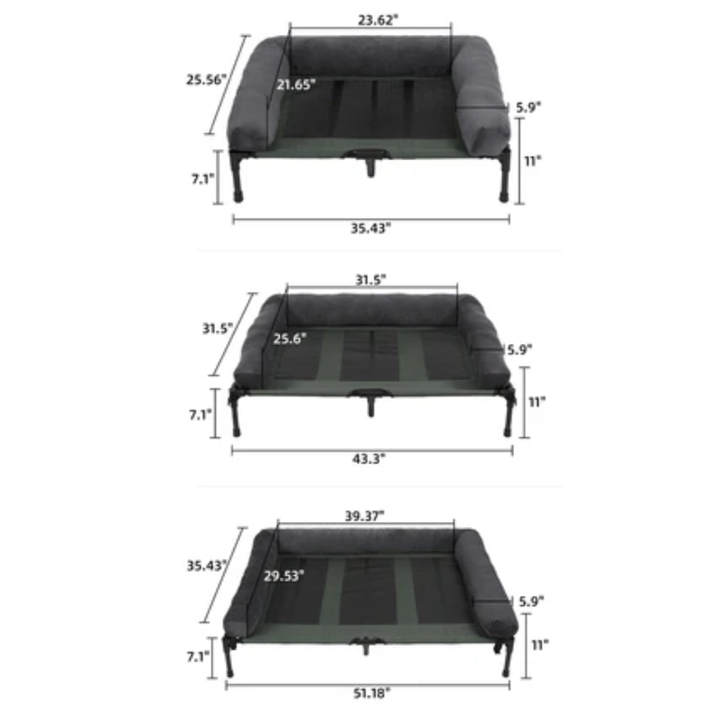 Elevated Dog Bed with Detachable Plush Bolster Cooling Raised Dogs Pet Bed_8