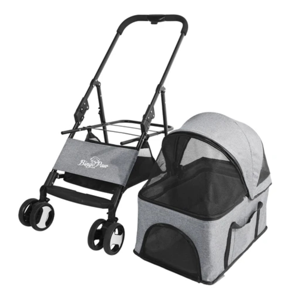 Pet Stroller with Rain Cover Dog Cat Pushchair Trolley Detachable Carrier Folding_1