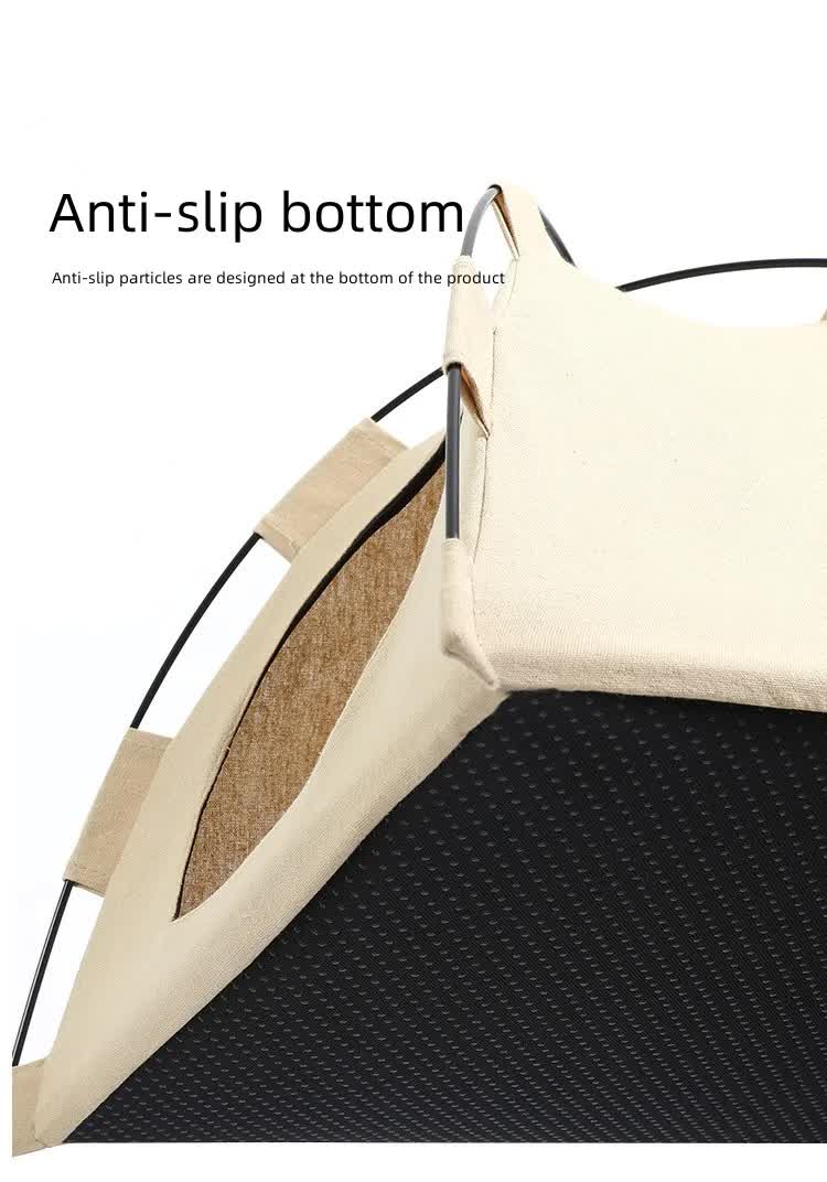 Outdoor Cat House,Pet Tent -Windproof and Dustproof Shelter for Small Pets, Apricot, Size: M 40*40*37cm