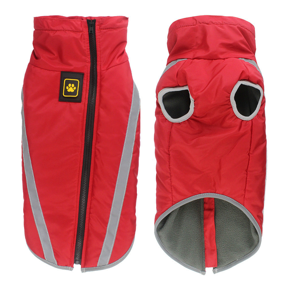 Size 4XL Red Reflective Winter Dog Jacket - Warm & Waterproof Outdoor Coat for Large Breeds