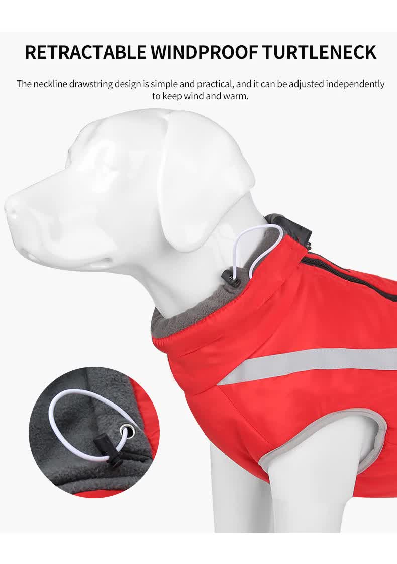 Size 4XL Blue Reflective Winter Dog Jacket - Warm & Waterproof Outdoor Coat for Large Breeds