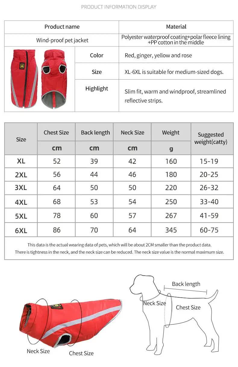 Size 5XL Blue Reflective Winter Dog Jacket - Warm & Waterproof Outdoor Coat for Large Breeds