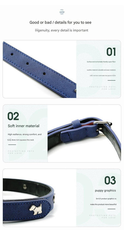 2 PCS Soft Leather Dog Collar - Adjustable & Durable for Medium/Large Dogs M-(58*2.5cm)