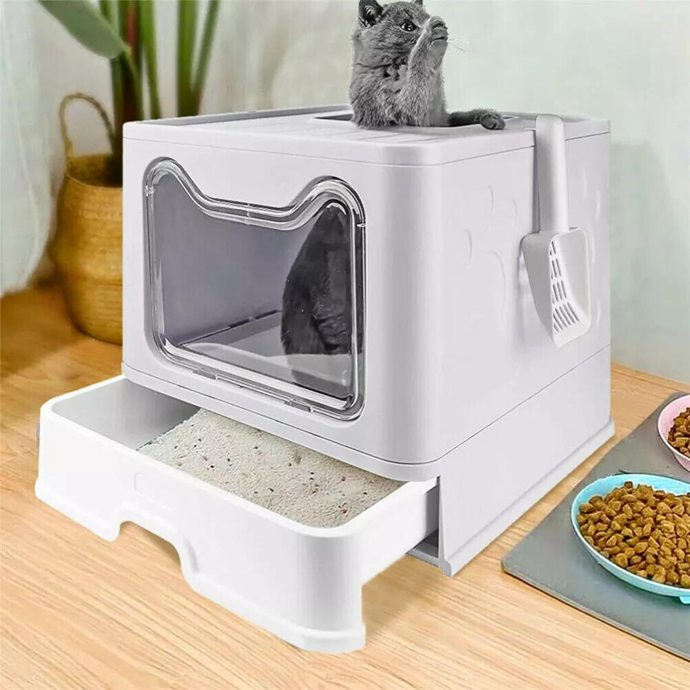 Tidy Cat Litter Box Enclosure with Portable Scoop Drawer_5