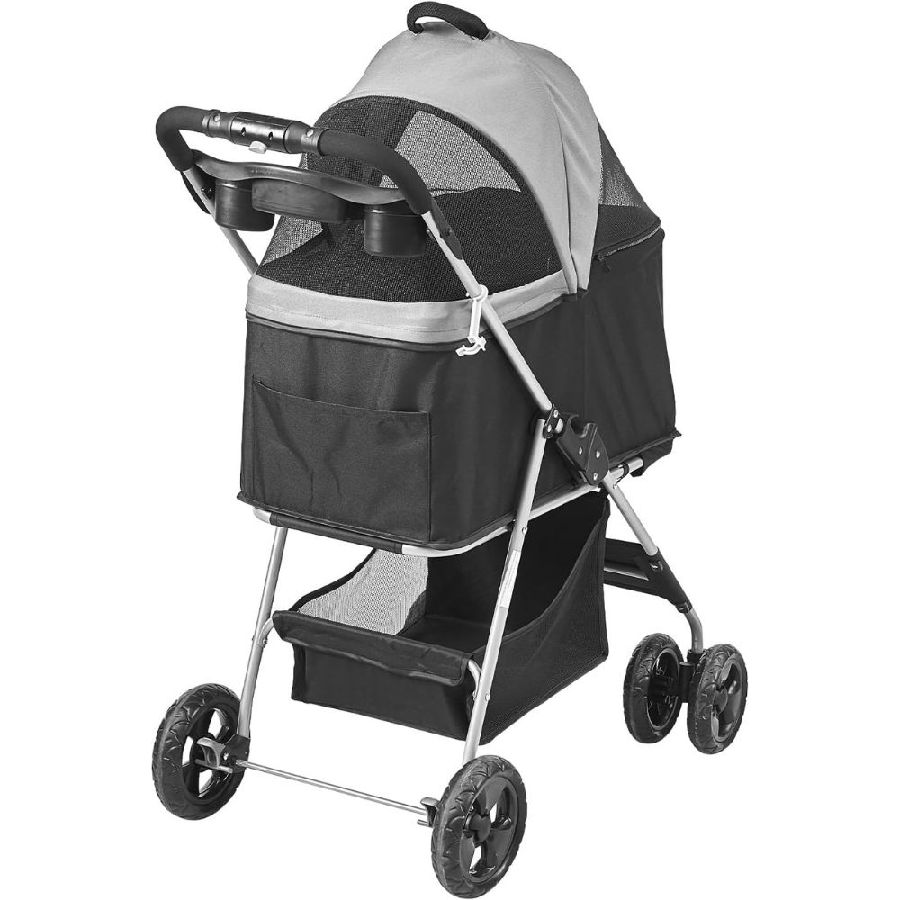 Pet Stroller with Brakes Storage Basket and Cup Holder_2