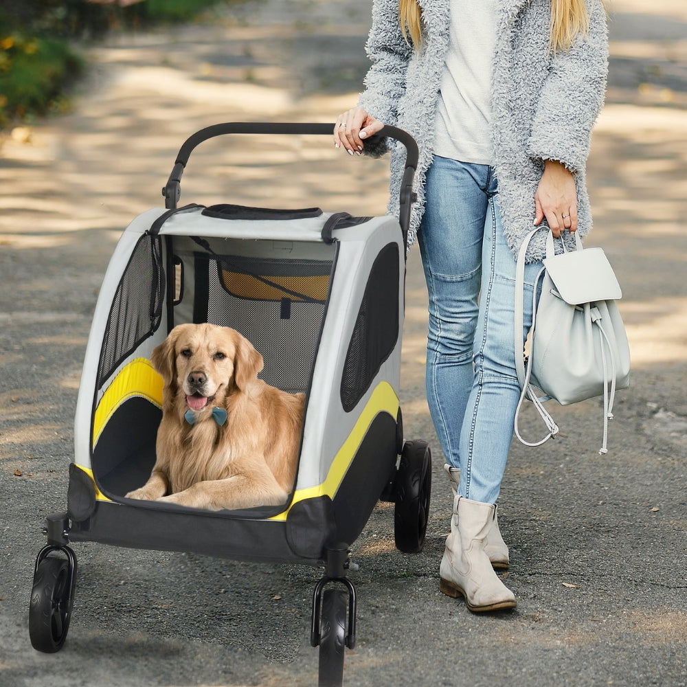 Portable Dog Stroller 4 Wheels for Large Dogs Foldable Pet Cat Travel Carriage Stroller_8