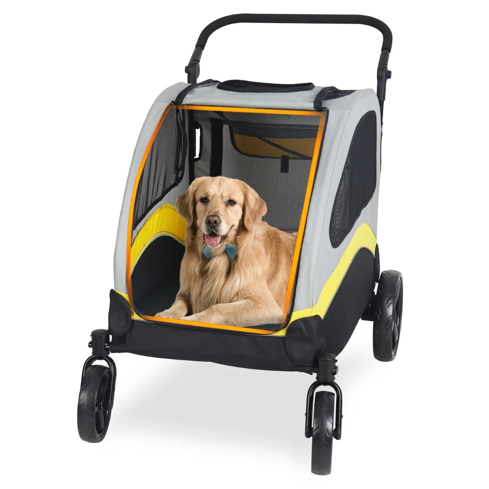 Portable Dog Stroller 4 Wheels for Large Dogs Foldable Pet Cat Travel Carriage Stroller_0