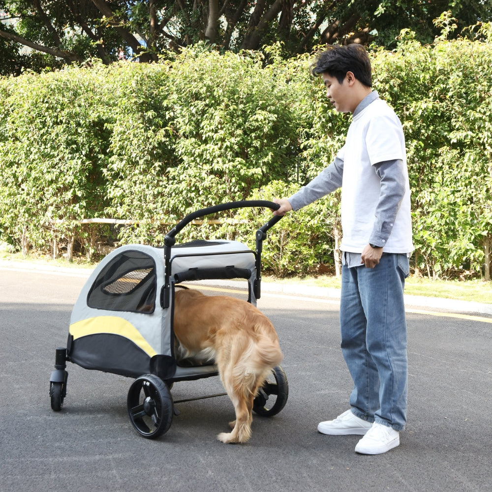 Portable Dog Stroller 4 Wheels for Large Dogs Foldable Pet Cat Travel Carriage Stroller_5