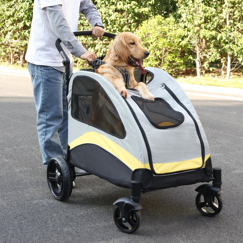 Portable Dog Stroller 4 Wheels for Large Dogs Foldable Pet Cat Travel Carriage Stroller_6
