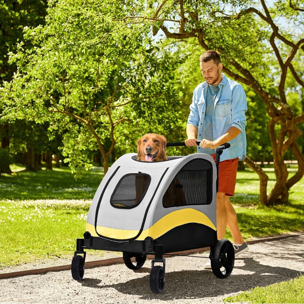 Portable Dog Stroller 4 Wheels for Large Dogs Foldable Pet Cat Travel Carriage Stroller_7