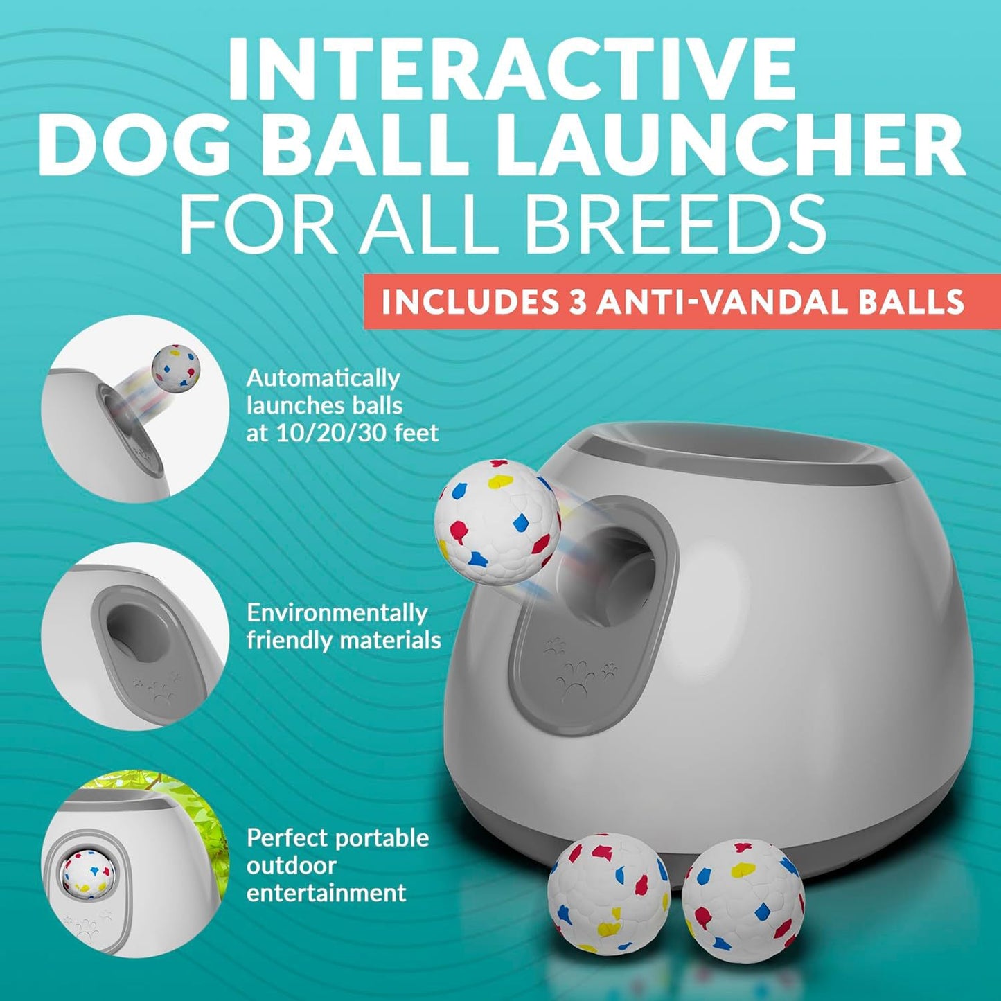 Automatic Dog Ball Launcher with Adjustable Distance - Includes 3 Durable Balls(blue)